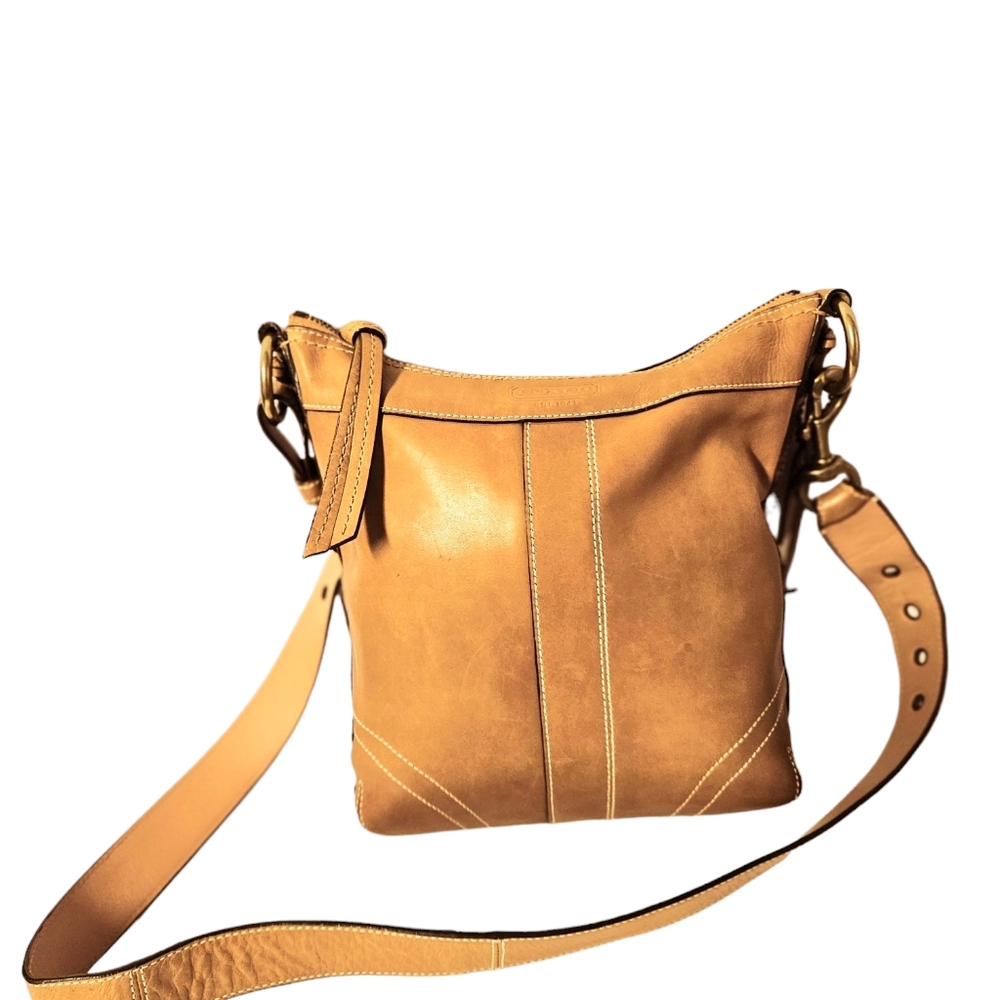 COACH Vintag Tan Leather PURSE Shoulder Bag J0651-10398 Adjustable Strap CLASSIC